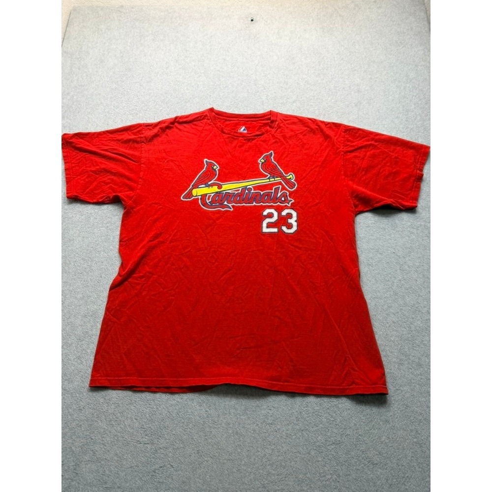 Majestic St Louis Cardinals Mens Red Graphic T-Shirt MLB Number 23 Size XL